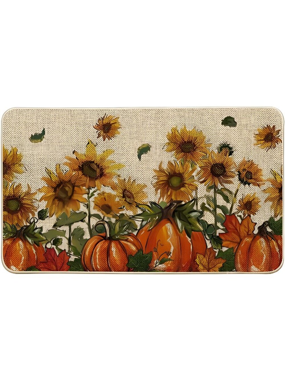 Bowknot Pumpkin Sunflowers Fall Doormat Autumn Home Decor Low-Profile Switch Rug